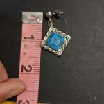 Faux turquoise silver tone dangling earrings Blue Photo 4
