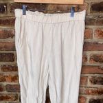 H&M Beige Slim Fit High Rise Paperbag Linen Blend Pull-On Pants Women's Size 8 Photo 1