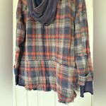 Oli & Hali Red and Navy Flannel Hooded Button Up Top size small Blue Photo 6