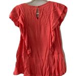 Harlowe $ Graham Harlowe & Graham Womens Size Small Coral Pink Gauze Ruffle Blouse Top Photo 2