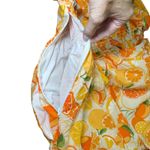 Sky to Moon Romper Dress Orange Citrus‎ Print Puff Sleeve Smocked Mini S Photo 4