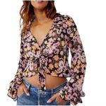 Free People  Maybel Floral Ruffle Crop Top Women's Size Small Feminine Romantic Photo 1