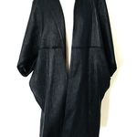 Josie Natori Black Ottoman Shine Coat Short Sleeve Kimono Cover Photo 2