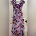 Lulus  Sammi Lavender Floral Print Ruffled Surplice Maxi Dress Romantic NWT XS Photo 1