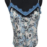 Veronica Beard Gil Silk Cami Tank Blue Floral Lace Trim Lingerie For Day Size 8 Photo 0