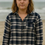 Lucky Brand Women XS Blue Plaid Thrashed Collar Button Down Shirt Casual Momcore Photo 0