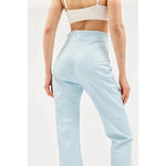 Paris Georgia Faux Leather Bootleg Pants in Mineral Blue Medium New Trousers Photo 14