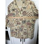 draper's & damon's  Women’s PM Button Up Beige Black VTG Geometric Shirt 3/4 Sleeve Photo 5