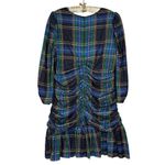 Tanya Taylor Raven Dress Size 18 Plaid Peplum Mini Dress Ruched Long Sleeve Photo 7