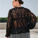 SheIn Frill trim lantern sleeve lace top Photo 1