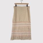 ZARA  Womens Skirt Beige Midi Crochet Straight Tiered Beach Summer Boho Large Photo 2