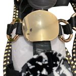 River Island  Tide Flat Sandal Black and Gold Embellished Sz8 Photo 3