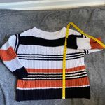 Chic Striped Black, White, and Orange Sweater Black Size M Photo 2