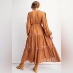 easel  Embroidered Camel Maxi Dress S Photo 2