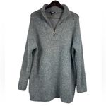 EXPRESS Classic Wool Blend Ribbed Fuzzy Knit Quart Zip Tunic Sweater Size Large Photo 1