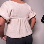 Free People Puff Sleeve Knit Button Front Sweater Cardigan Cream Babydoll Photo 8