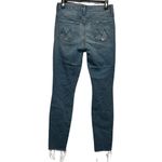 Mother High Waisted Looker Ankle Fray Thrilling Shots Distressed Cotton Size 29 Blue Photo 3