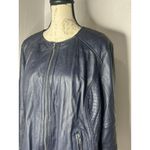 Black Rivet  Womens Size 2x Blue Leather Moto Jacket Collarless Zip Closure Photo 2
