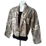 Vintage Flashback Cropped Boho Cotton Jacket Aztec Print, Sz S Photo 2