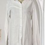 Preppy Boho White Cotton Button Up Long Sleeve Oversized Blouse Top L Size L Photo 0