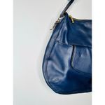 LAUREN RALPH LAUREN Navy Blue Front Pocket Leather Hobo Bag Purse Photo 11