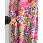 Garnet Hill  Silk Floral Tunic Dress 14 Boho Resort Bright Pink Purple Summer Photo 2