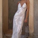 ZARA silver metallic semi sheer midi / maxi dress Elegant Evening Dress Photo 0