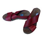 Yokono Red Leather Cross Strap Cork Platform Espadrille Wedge Sandals 6.5 resort Photo 7