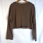 The Upside Tan & Black Striped Long Sleeve Crop 100% Cotton Shirt Size XL Brown Photo 2