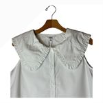 BB Dakota  Shirt Women Large White Peter Pan Collar Button Up Collar ID Top NWT Photo 3