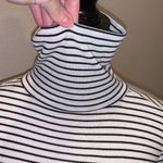 a.n.a  black & white striped stretchy long sleeve turtleneck top Photo 5