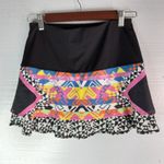 Lucky in Love S Tahitian Surfer Colorful Geometric Neon Patterned Skort Black Photo 1