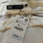 ZARA Off-White Shiny Straight Leg Linen Trouser Pants Size XS Photo 5