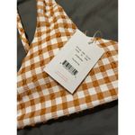 ANDIE NWT  Swim Women Bikini Top Brown Tan White Cream Gingham Size XL‎ Textured Photo 2