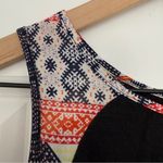 Sanctuary Linen Sleeveless Tank Top Aztec Patchwork Button Keyhole Back Summer Photo 2