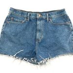 PINK - Victoria's Secret  Blue Jean Shorts High-Waisted Frayed Hem Photo 0