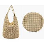 olga berg Bianca Ball Mesh Handle Bag in Gold One Size Womens Clutch evening Photo 14