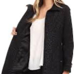 Ellen Tracy  Black Leopard Print Rain/Trench Coat Photo 0