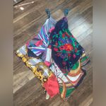 Burning torch rare scarf silk printed dress $600 Xxs Blue Photo 1