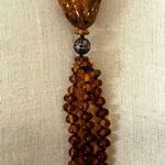 Vintage Baltic Amber Necklace with Tassel Pendant Brown Photo 12