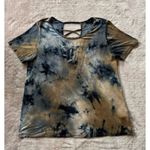 Vocal Tie Dye Rhinestone Top Criss Cross Back Short Sleeve T-Shirt Size Large Photo 0