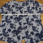 Cut Loose Split Back Gingham Floral Blouse Blue White Size XL Lagenlook Photo 4