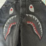 Bape Crystal Stone Shark High Waist Ankle Cropped Jeans Black Size XS Photo 13