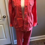 Jessica London Vintage Pink Coral Denim 2 Piece Set Jacket & Jeans Size 12-14 Photo 1