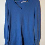 Soft Surroundings Soft Surroundings Blue Reversible Button-Back Cotton Sweater Size Medium Photo 0