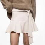 ZARA  bow skort tie front mini skirt shorts high rise ruffle greige neutral Photo 3