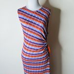 ZARA  Purple and Orange Striped Cold Shoulder Knit Dress Photo 6