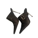 Azalea Wang Black Glitter Stiletto Heel Mules Pointed Toe Buckle Studded Size 10 Photo 1