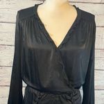 Guess Romper "Scarlett" Long Sleeve Ruffle/Wrap Front Ruffle Hem Black-XS Photo 1