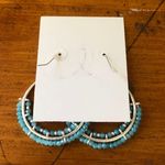 Marlyn Schiff Silver Tone Turquoise Beaded Hoop Trendy Earrings Hook Clasp New Photo 2